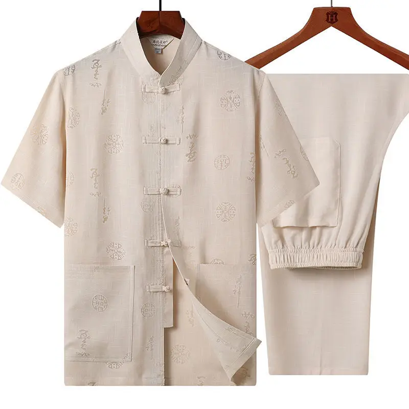 Light Blue Linen Taiji Suit for Men Morning Exercise - Image 11