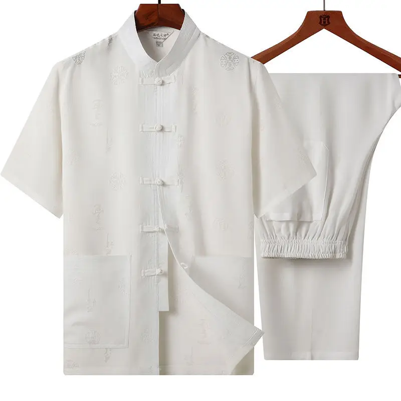 Light Blue Linen Taiji Suit for Men Morning Exercise - Image 13
