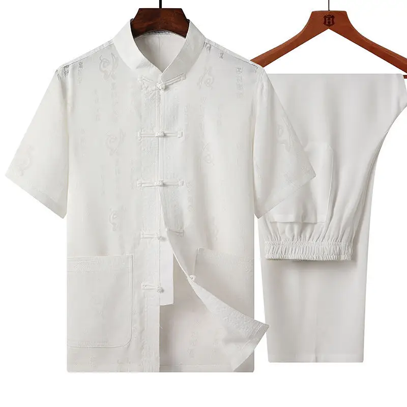 Light Blue Linen Taiji Suit for Men Morning Exercise - Image 16