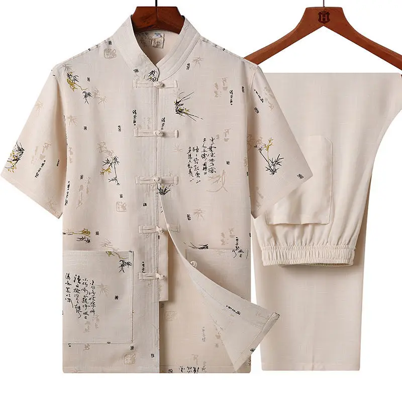 Light Blue Linen Taiji Suit for Men Morning Exercise - Image 5