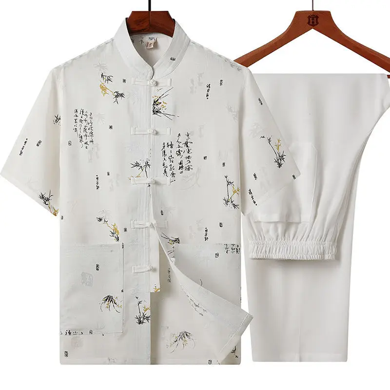 Light Blue Linen Taiji Suit for Men Morning Exercise - Image 7