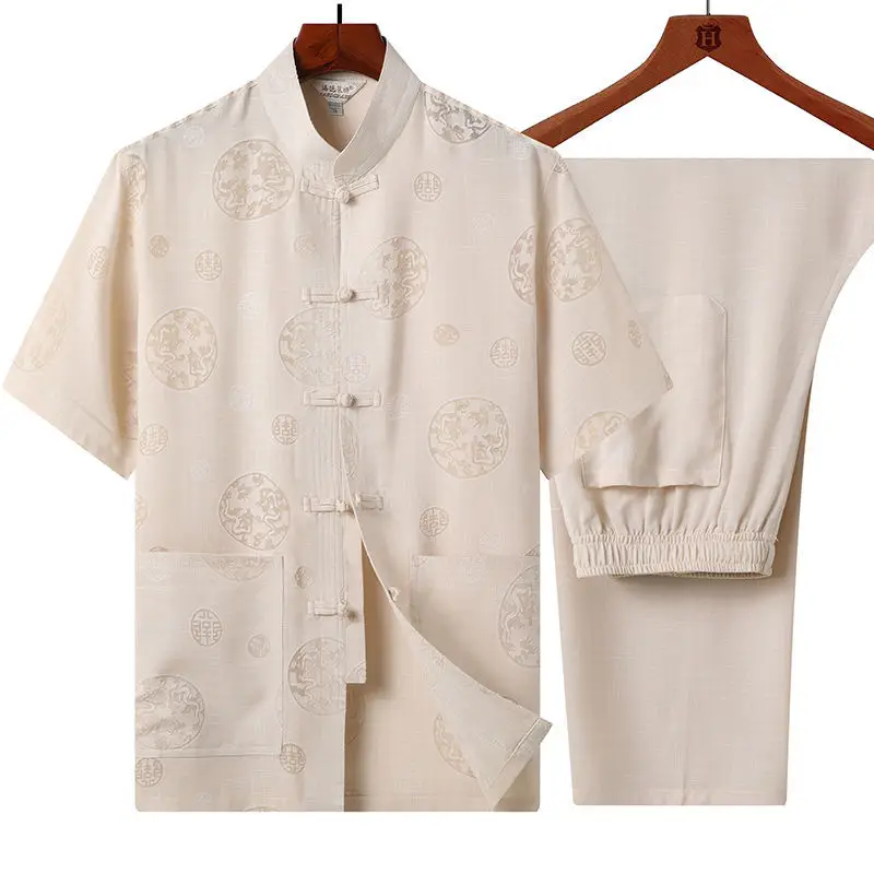Light Blue Linen Taiji Suit for Men Morning Exercise - Image 8