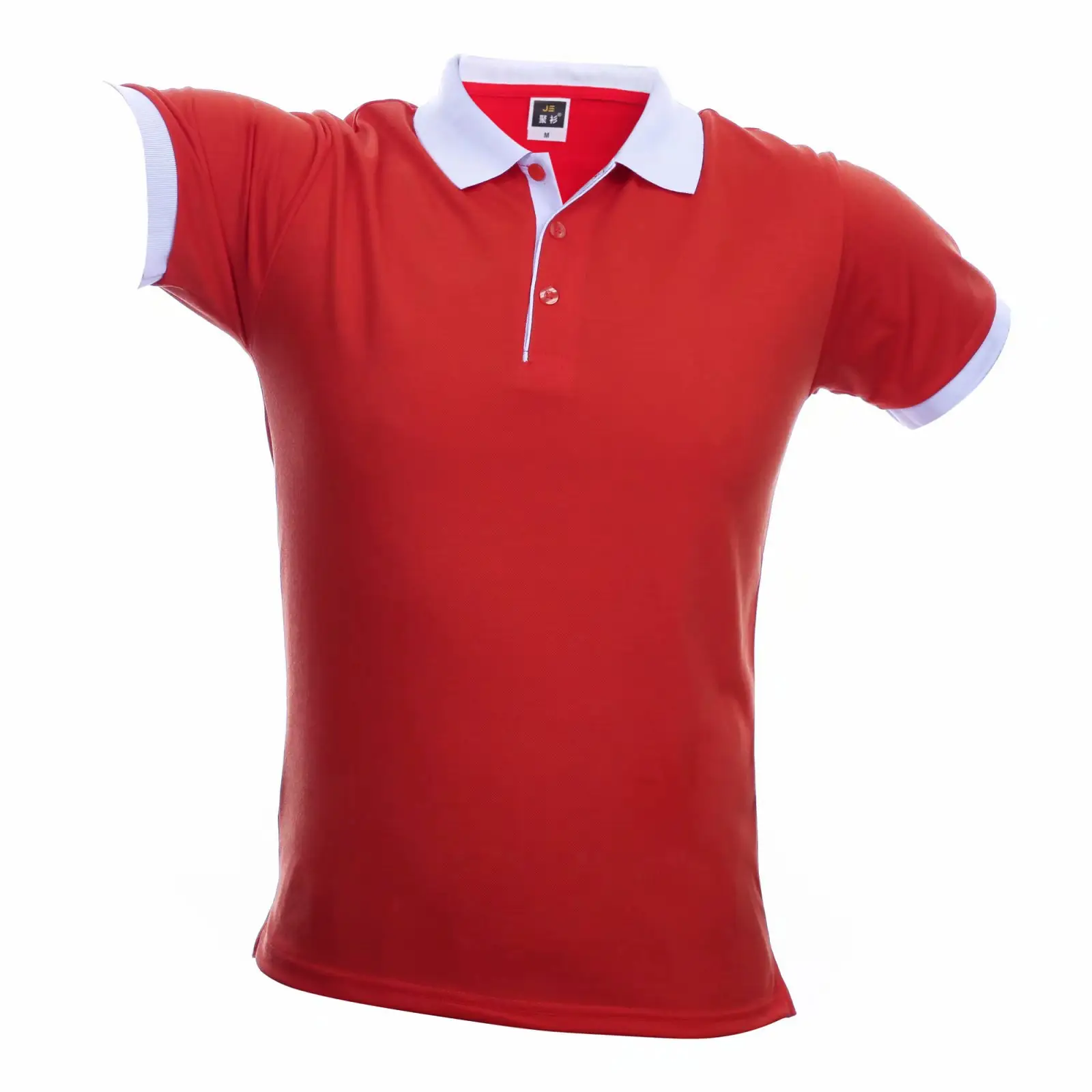 Men Red Polo T-Shirt Short Sleeve Casual Wear