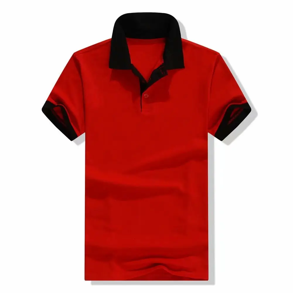 Men Red Polo T-Shirt Short Sleeve Casual Wear