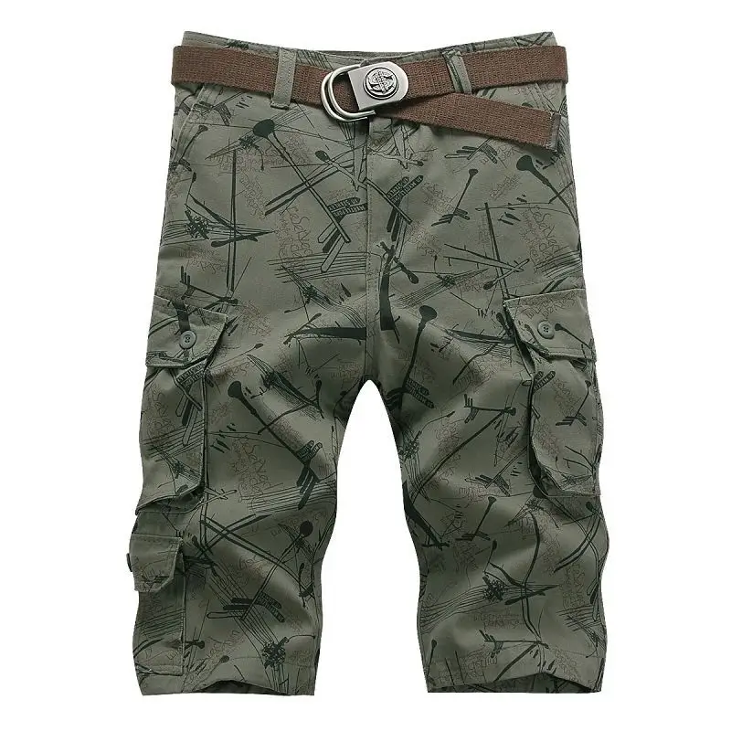Men's Grey Camo Capri Shorts with Multi-Pockets - Image 7