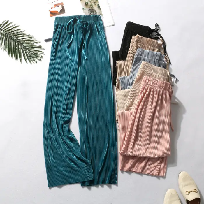 2025 Loose Wide Leg Chiffon Trousers Ice Silk Women - Image 7