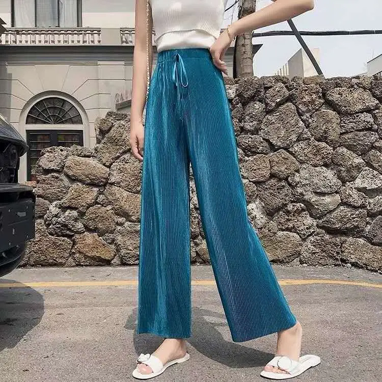 2025 Loose Wide Leg Chiffon Trousers Ice Silk Women - Image 5