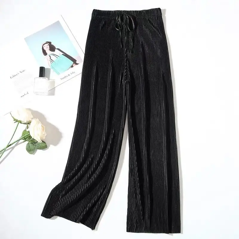 2025 Loose Wide Leg Chiffon Trousers Ice Silk Women - Image 3