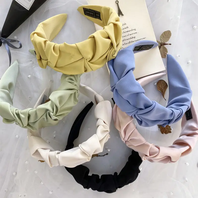 Korean Pleated Headband for Women Wide Bristle Knotted Face Wash - Image 5