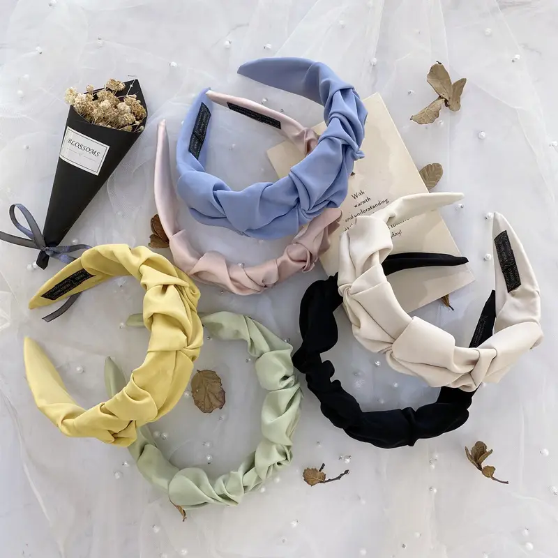 Korean Pleated Headband for Women Wide Bristle Knotted Face Wash - Image 6
