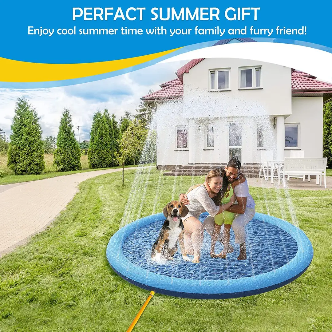 Spot Pvc Pet Water Spray Mat Pet Swimming Pool Foldableing Amazon Best Selling Sprinkler Pad Outdoor Toys