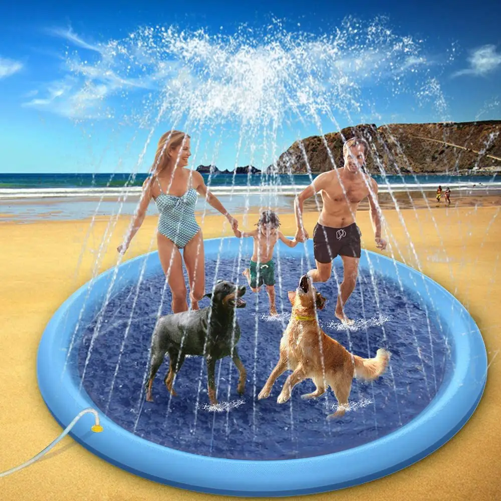 Spot Pvc Pet Water Spray Mat Pet Swimming Pool Foldableing Amazon Best Selling Sprinkler Pad Outdoor Toys