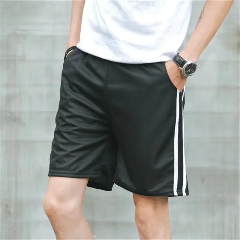 2020 Men's Black Striped Shorts Korean Style Loose Thin Pants - Image 3