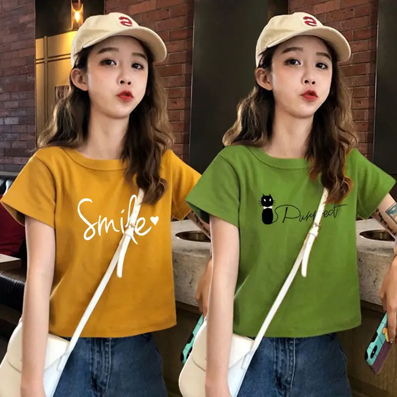 Women Black Graphic Short Sleeve T-Shirt 2025 Summer