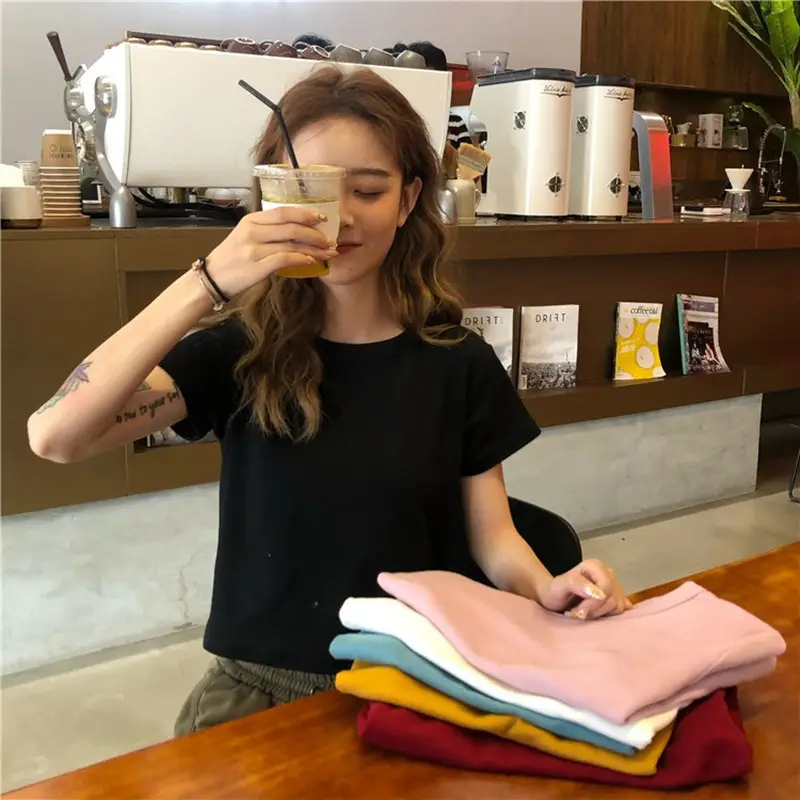 Women Black Graphic Short Sleeve T-Shirt 2025 Summer