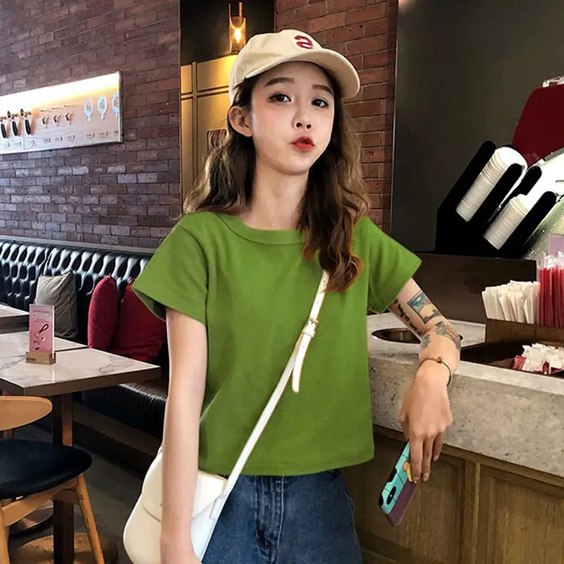 Women Black Graphic Short Sleeve T-Shirt 2025 Summer