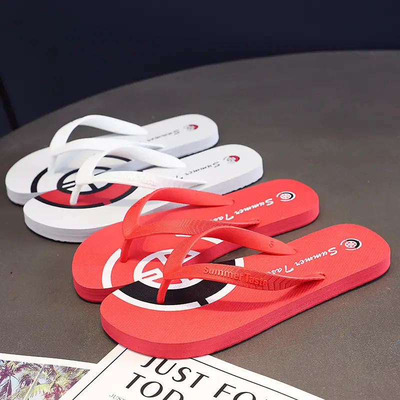 Men's Red Graphic Flip-Flops Summer Non-Slip
