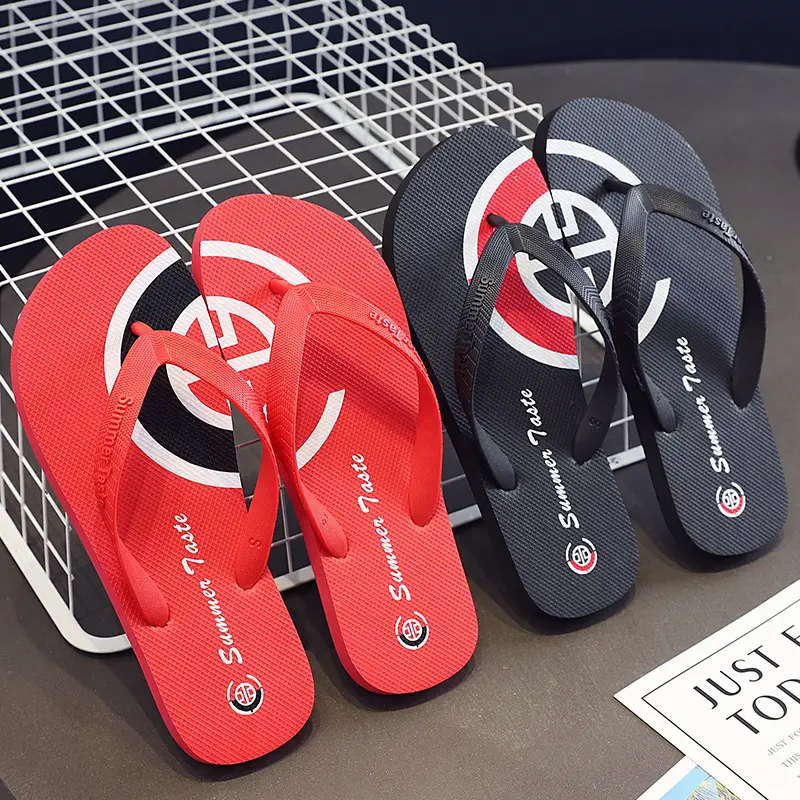 Men's Red Graphic Flip-Flops Summer Non-Slip