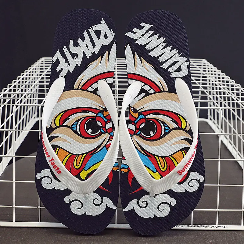 Men's Red Graphic Flip-Flops Summer Non-Slip