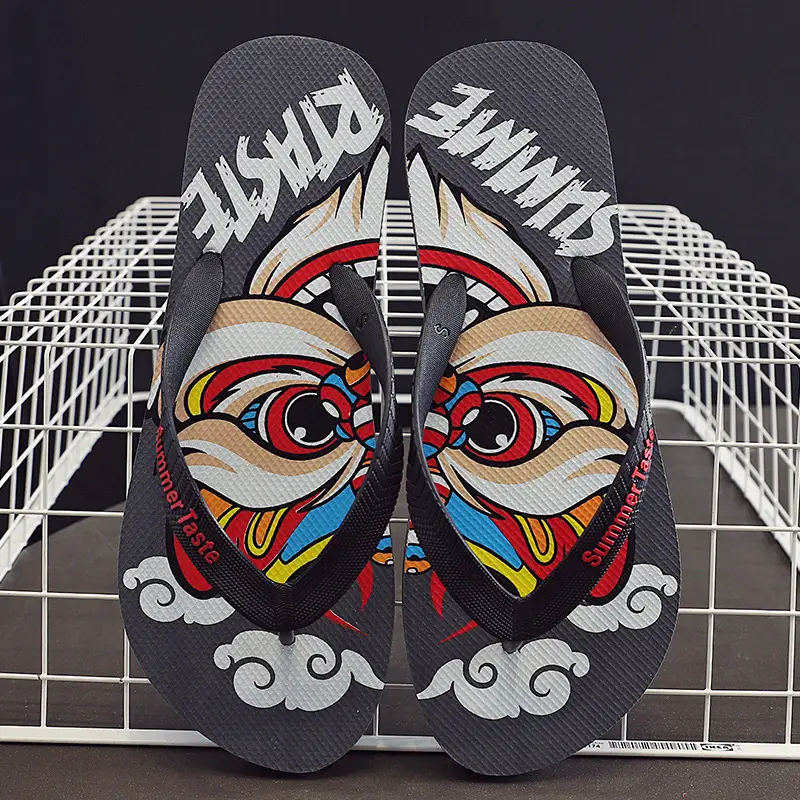 Men's Red Graphic Flip-Flops Summer Non-Slip