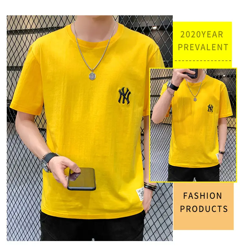 Men Grey Embroidered Cotton T-Shirt Short Sleeve Summer — feature 21