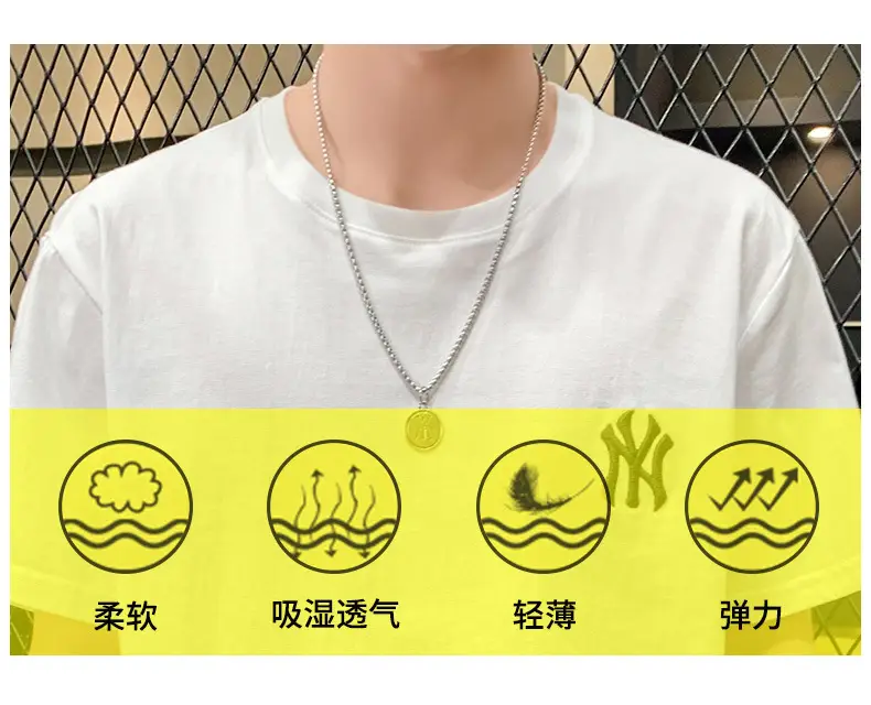 Men Grey Embroidered Cotton T-Shirt Short Sleeve Summer — feature 7
