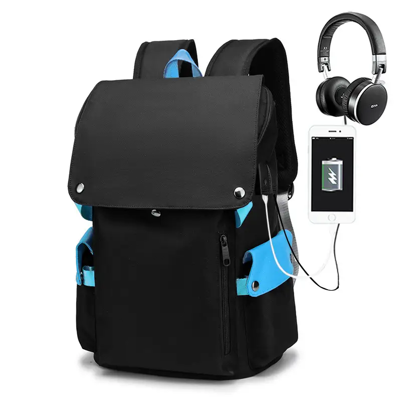 Men's Black Anti-Theft Campus Backpack 15.6" Computer Bag - Image 2