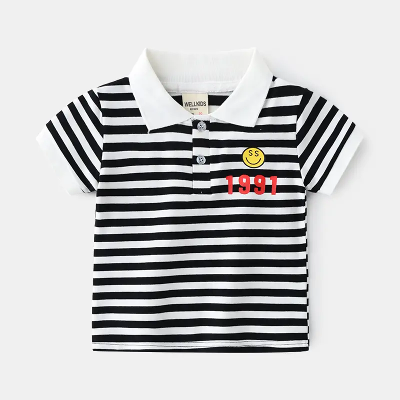 Kids Cotton Pull-Up Polo Shirt Navy Red Orange Beige