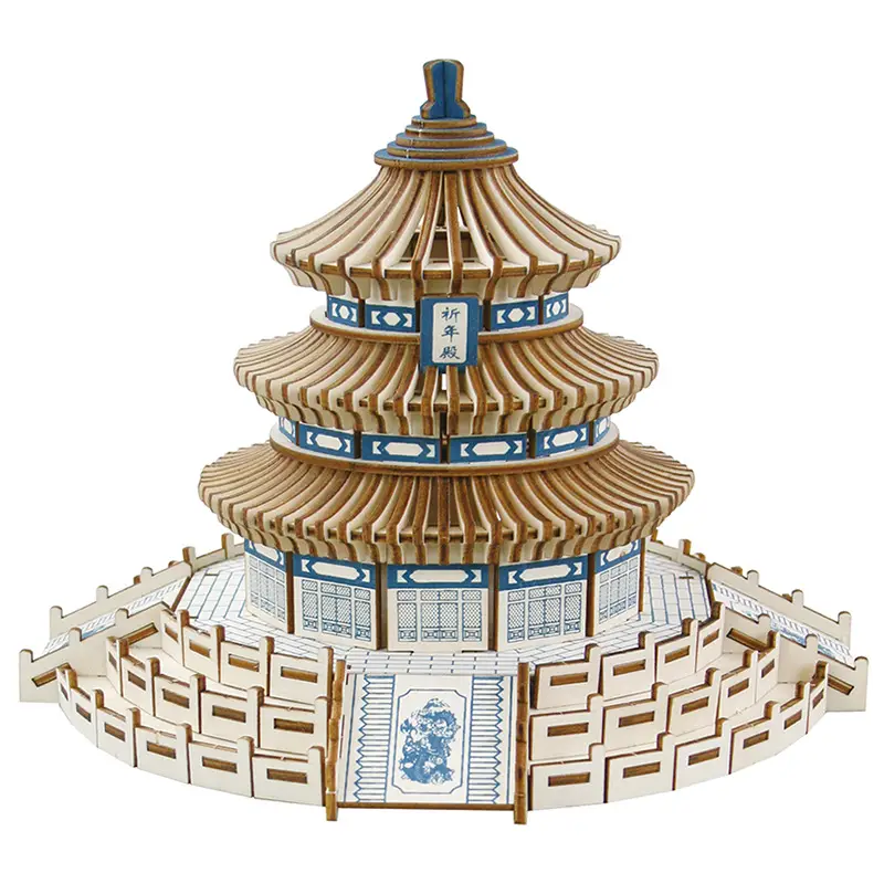 Chinese 3D Wooden House Puzzle for Kids - Image 97