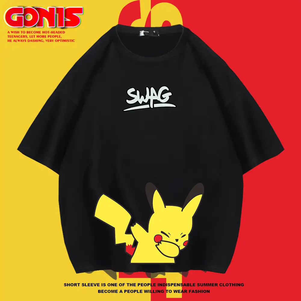 Men Women Trendy Pikachu Swing T-Shirt White - Image 7