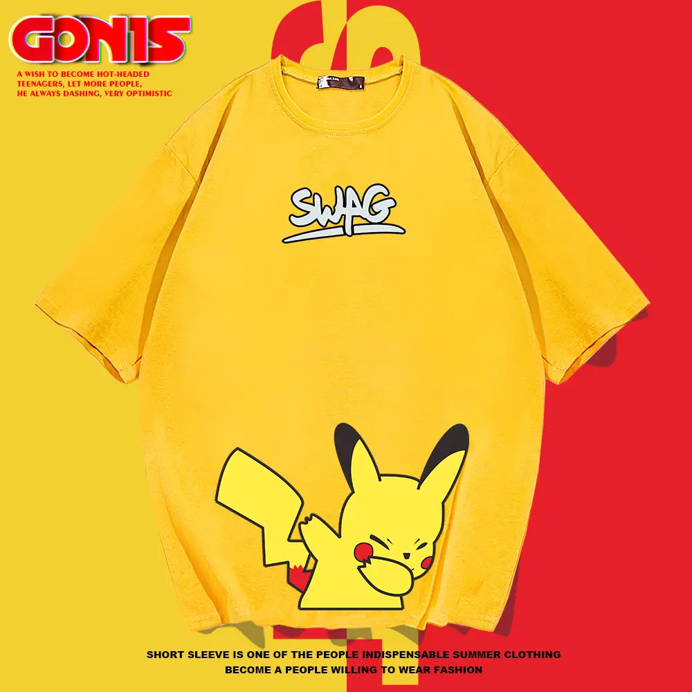 Men Women Trendy Pikachu Swing T-Shirt White - Image 9