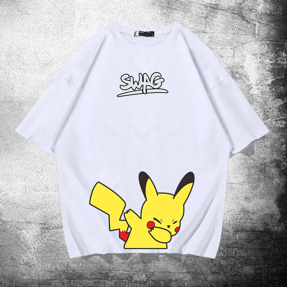 Men Women Trendy Pikachu Swing T-Shirt White - Image 2
