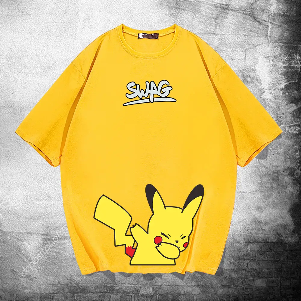 Men Women Trendy Pikachu Swing T-Shirt White - Image 3