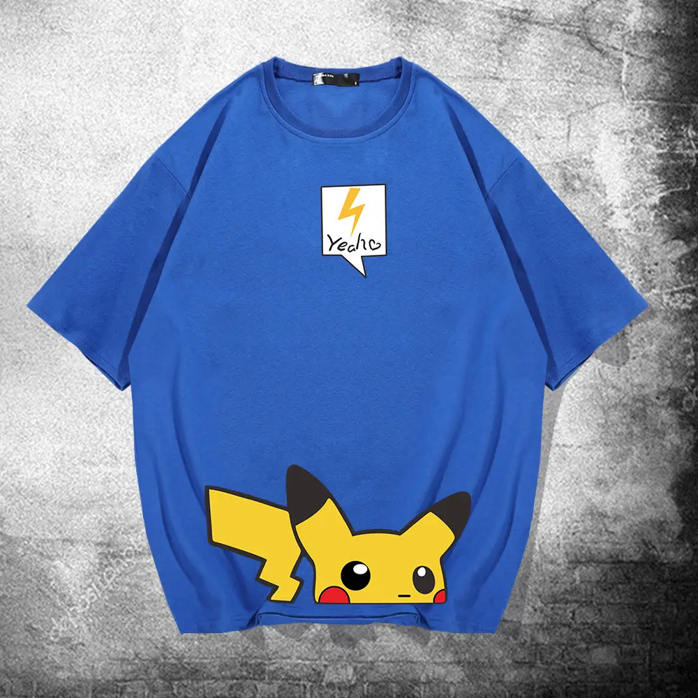 Men Women Pikachu T-Shirt Black Summer Wear - Image 5