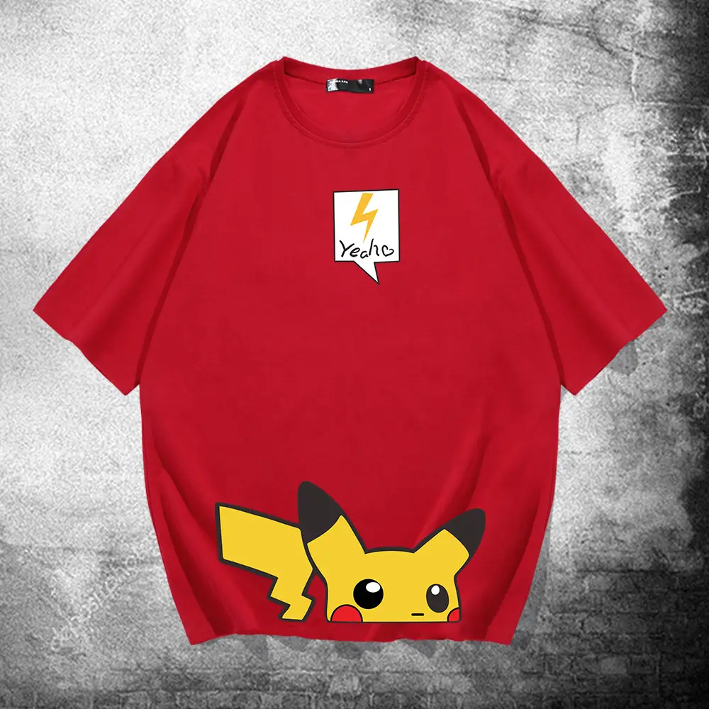 Men Women Pikachu T-Shirt Black Summer Wear - Image 4