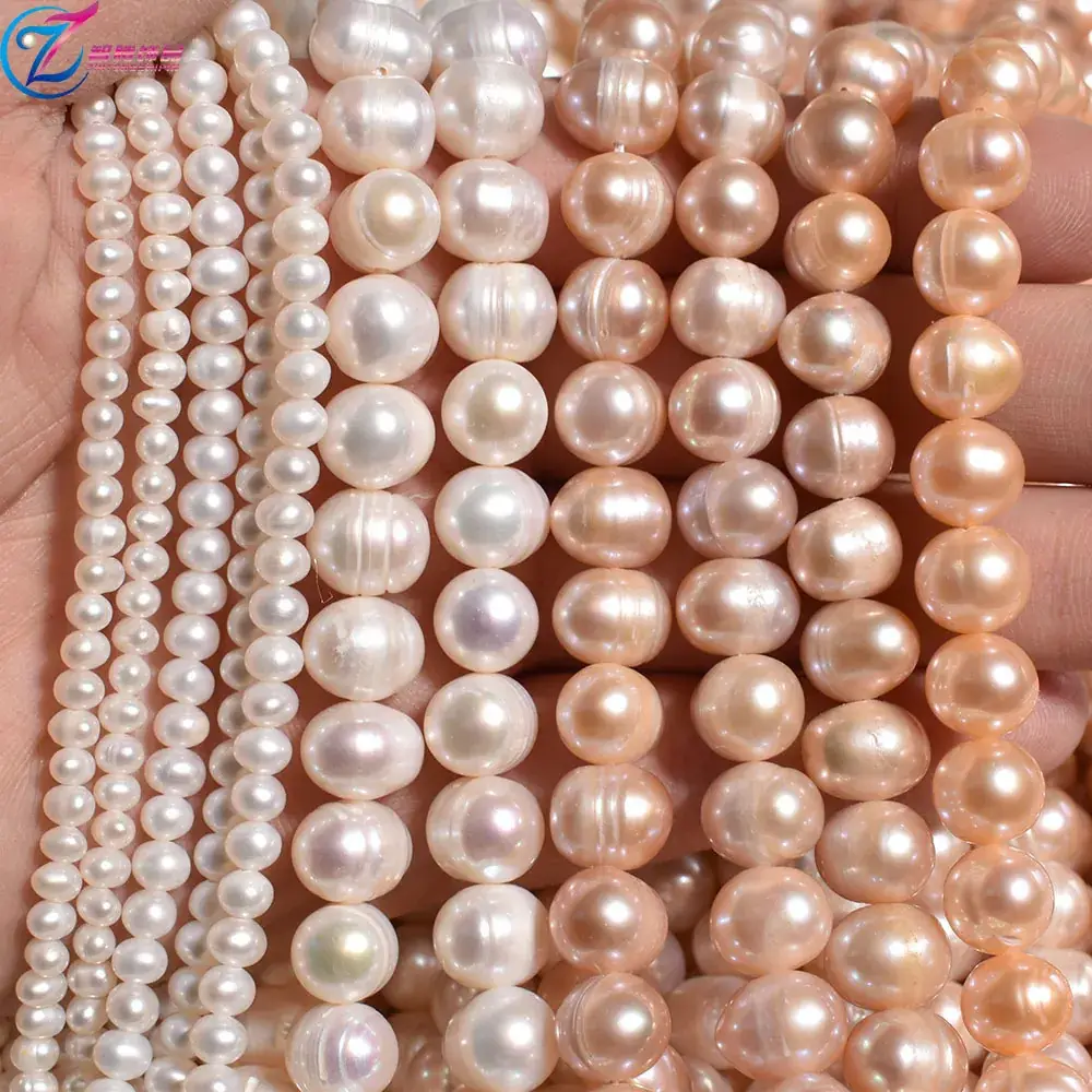 Natural Freshwater Pearl Necklace Beads 3-10m Round Thread Baroque - Image 5