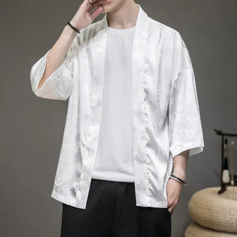 White Dragon Jacquard Cardigan 880