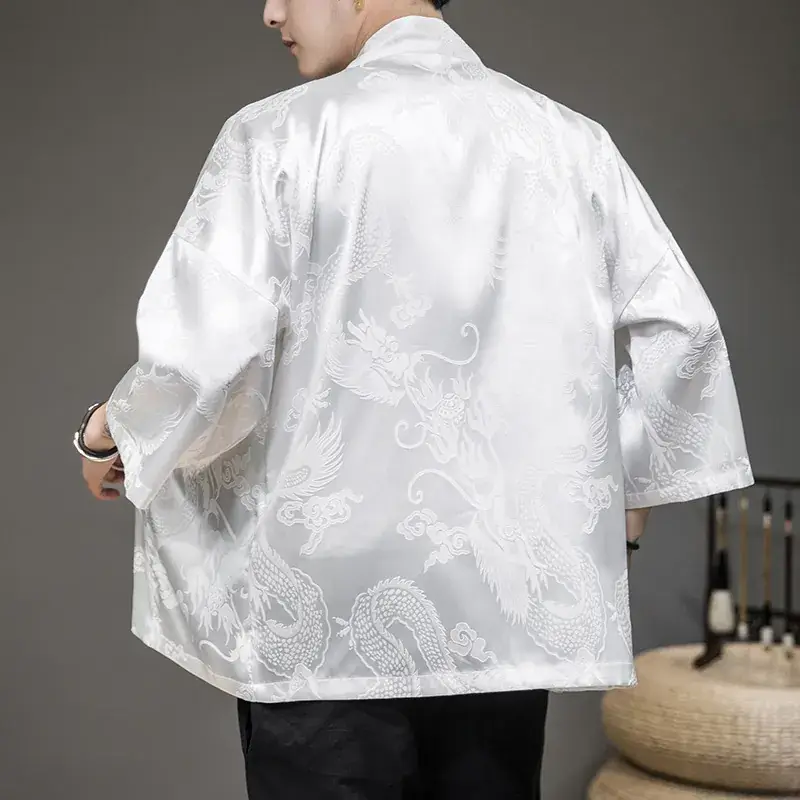 White Dragon Jacquard Cardigan 880