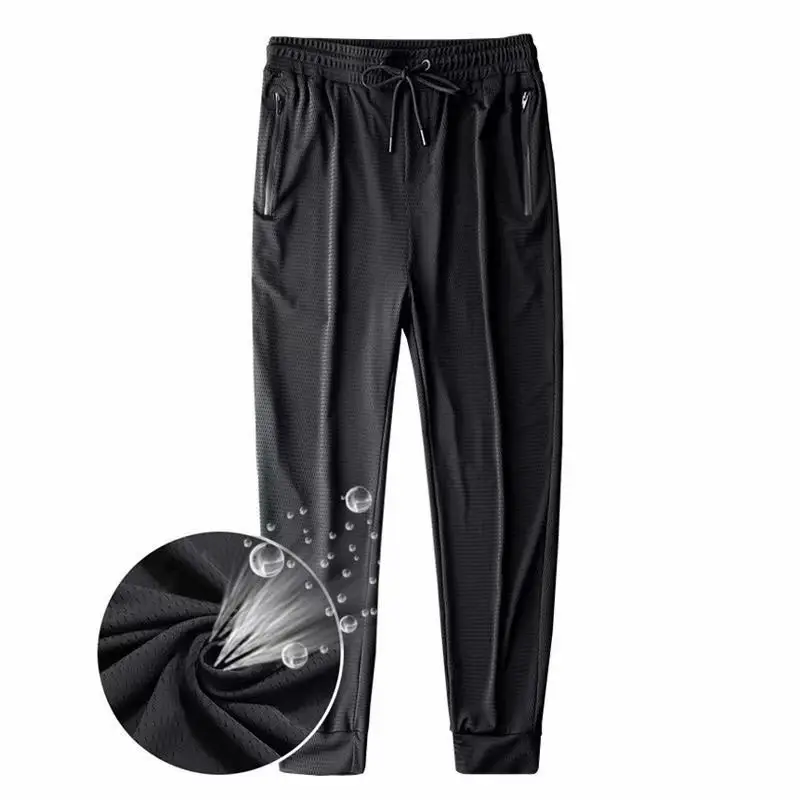 Men's Black Mesh Ankle Pants Slim Fit Quick Dry - Image 4