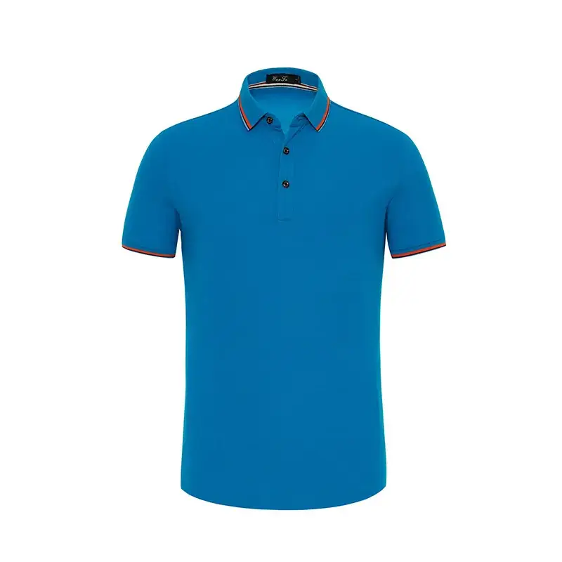 Light Blue Polo Shirt with Logo Print & Embroidered Collar - Image 10