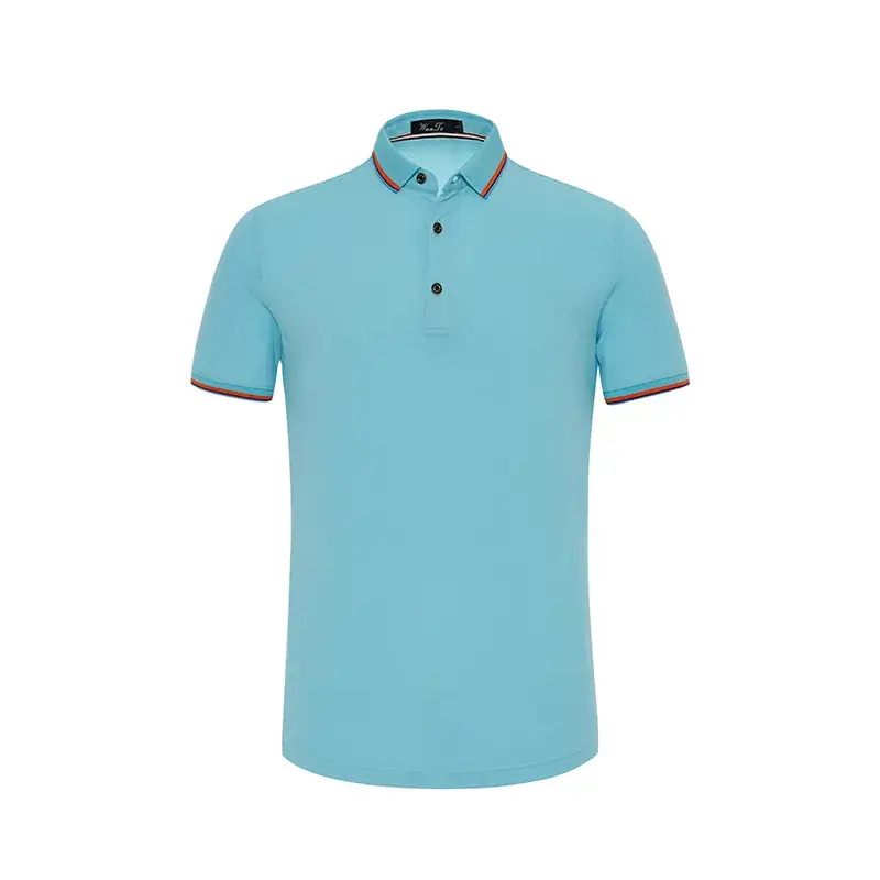 Light Blue Polo Shirt with Logo Print & Embroidered Collar - Image 4