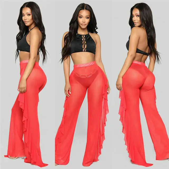 2024 Cross-Border Ruffled See-Trouser Set White — feature 6