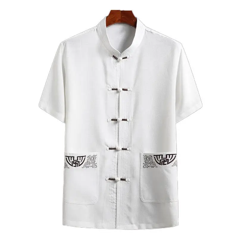Male Linen Tang Suit Gray Retro Dad Grandpa - Image 9