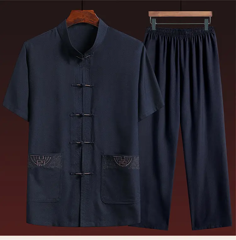 Male Linen Tang Suit Gray Retro Dad Grandpa — feature 11