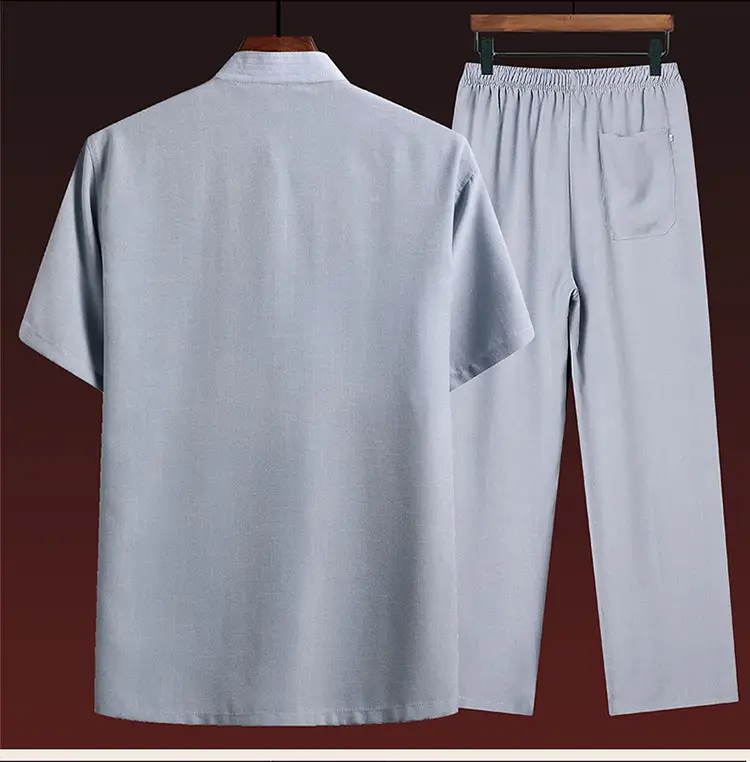 Male Linen Tang Suit Gray Retro Dad Grandpa — feature 8