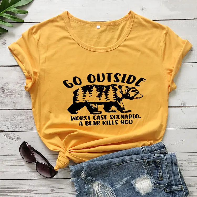 Pink Go Outside Bear Killer T-Shirt Short Sleeve - Image 5
