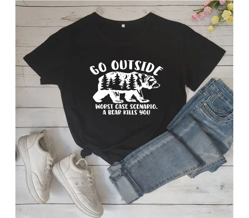 Pink Go Outside Bear Killer T-Shirt Short Sleeve - Image 2