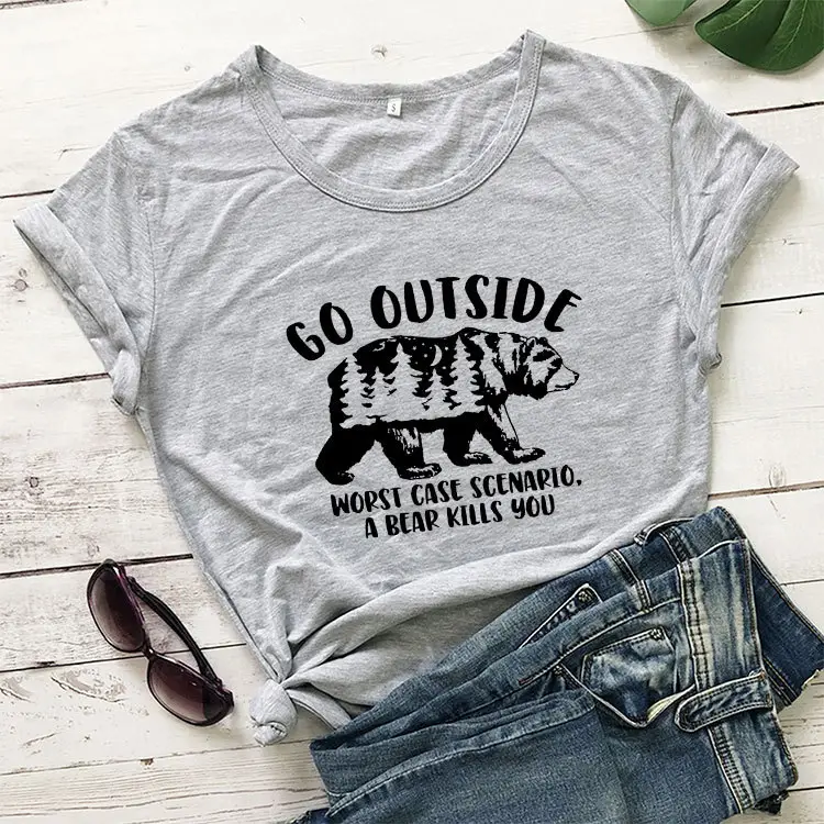 Pink Go Outside Bear Killer T-Shirt Short Sleeve - Image 3