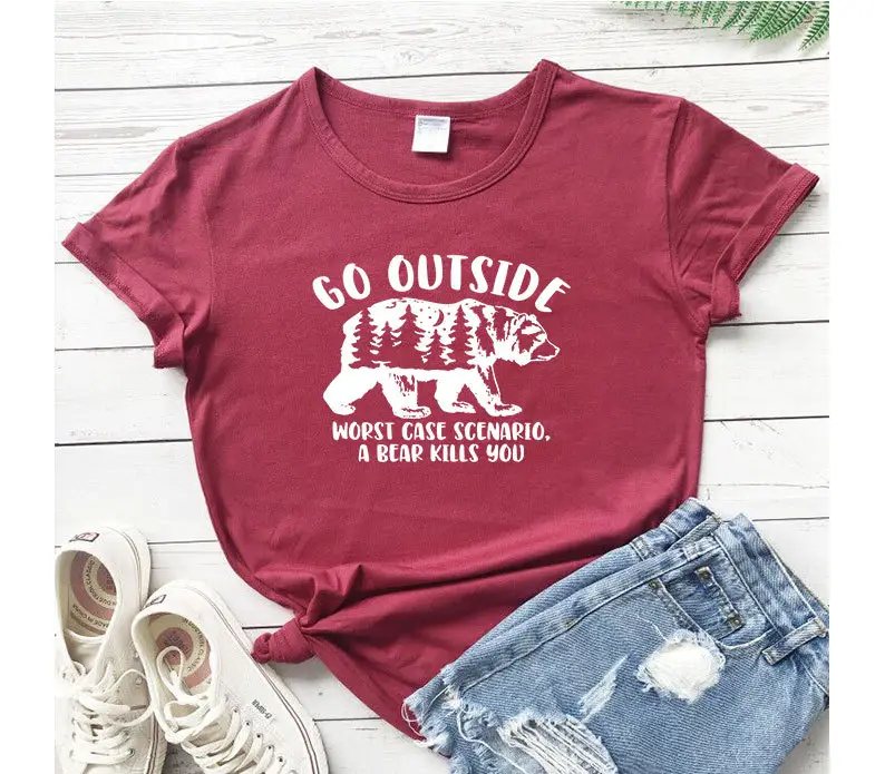 Pink Go Outside Bear Killer T-Shirt Short Sleeve - Image 7