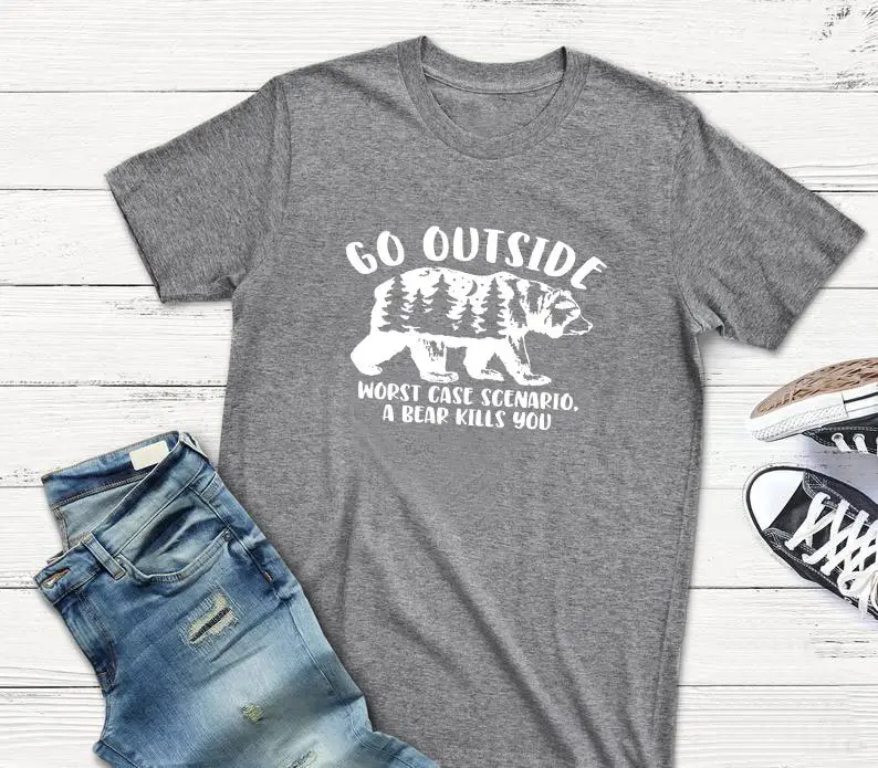 Pink Go Outside Bear Killer T-Shirt Short Sleeve - Image 8